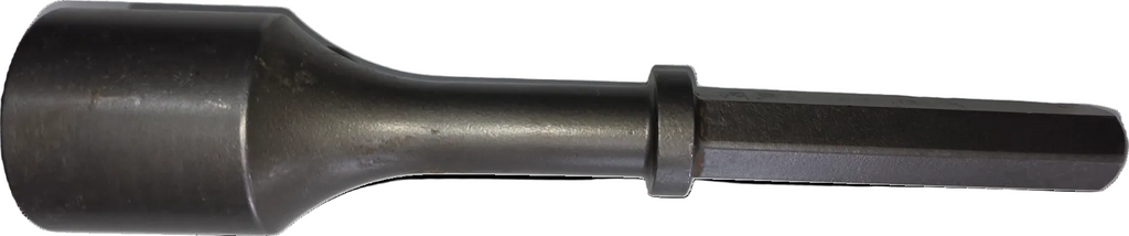 Black metal tool bit on a white background